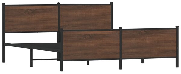 Metalni okvir kreveta bez madraca smeđa boja hrasta 200x200 cm - Smeđa / 200 x 200 cm