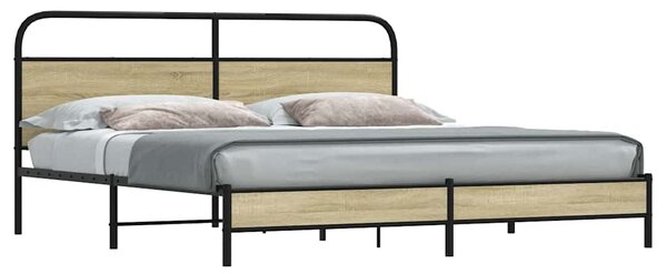 Metalni okvir kreveta bez madraca boja hrasta sonome 200x200 cm - Smeđa / 200 x 200 cm