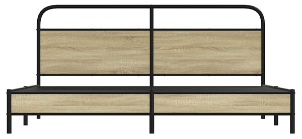 Metalni okvir kreveta bez madraca boja hrasta sonome 200x200 cm - Smeđa / 200 x 200 cm