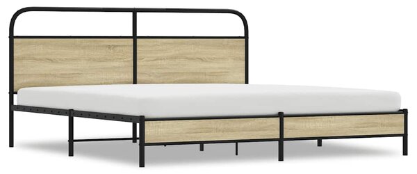Metalni okvir kreveta bez madraca boja hrasta sonome 200x200 cm - Smeđa / 200 x 200 cm