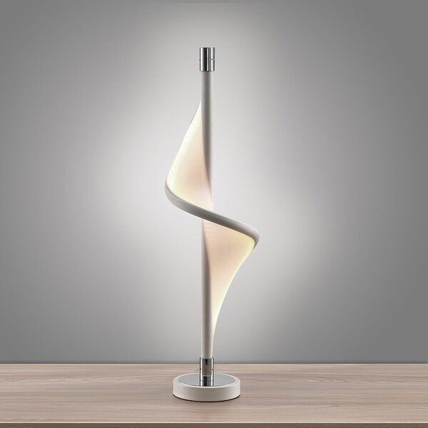 Lucande LED stolna lampa Edano, 60 cm, bijela, tekstil, prigušiva, prigušiva, Bijela, Dnevni boravak/blagovaonica, Tkanina / tekstil