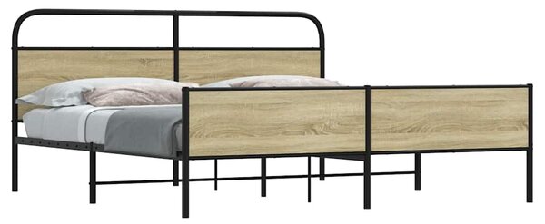 Metalni okvir kreveta bez madraca boja hrasta sonome 200x200 cm - Smeđa / 200 x 200 cm