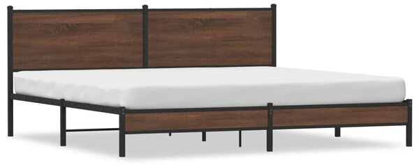 Metalni okvir kreveta bez madraca smeđa boja hrasta 193x203 cm - Smeđa / 193 x 203 cm