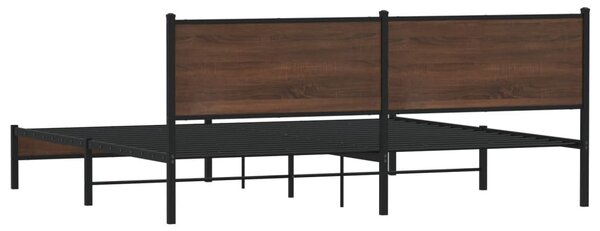 Metalni okvir kreveta bez madraca smeđa boja hrasta 193x203 cm - Smeđa / 193 x 203 cm