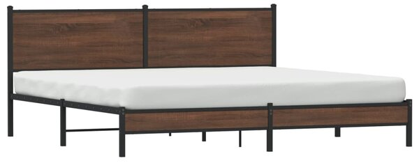Metalni okvir kreveta bez madraca smeđa boja hrasta 193x203 cm - Smeđa / 193 x 203 cm