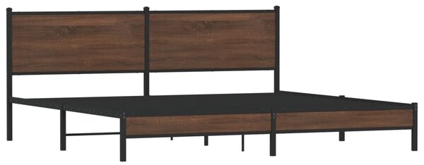 Metalni okvir kreveta bez madraca smeđa boja hrasta 193x203 cm - Smeđa / 193 x 203 cm