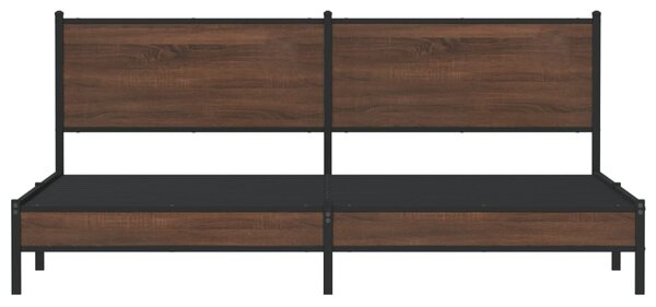 Metalni okvir kreveta bez madraca smeđa boja hrasta 193x203 cm - Smeđa / 193 x 203 cm