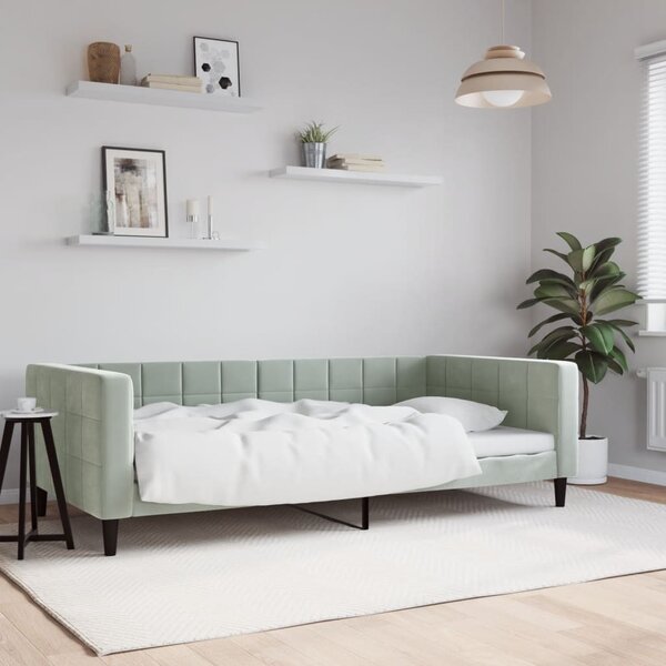 Dnevni krevet svjetlosivi 100 x 200 cm baršunasti - Siva / 100 x 200 cm