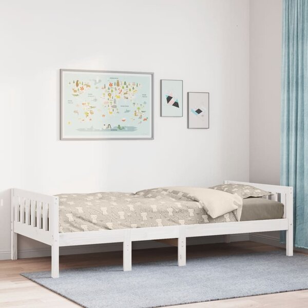 Dječji krevet bez madraca bijeli 90 x 200 cm masivna borovina - Bijela / 90 x 200 cm