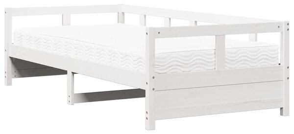 Dnevni krevet s madracem bijeli 80 x 200 cm od masivne borovine - Bijela / 80 x 200 cm