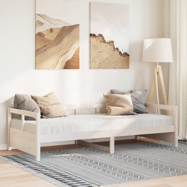 Dnevni krevet s madracem bijeli 80 x 200 cm od masivne borovine - Bijela / 80 x 200 cm