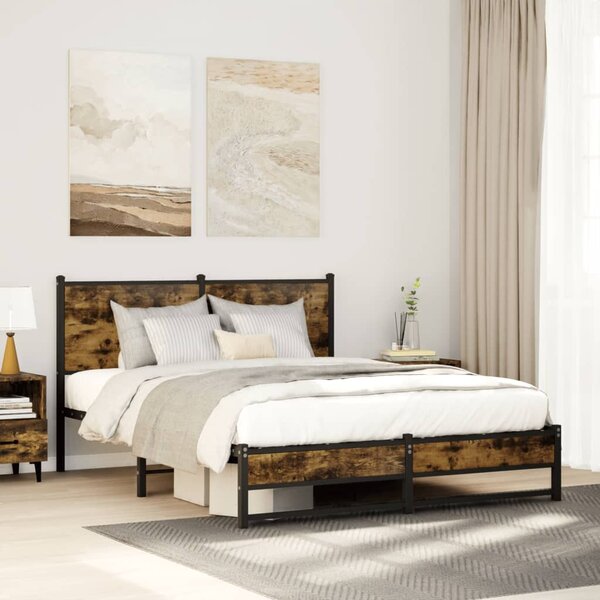 Metalni okvir kreveta bez madraca boja hrasta 140x190 cm - Smeđa / 140 x 190 cm
