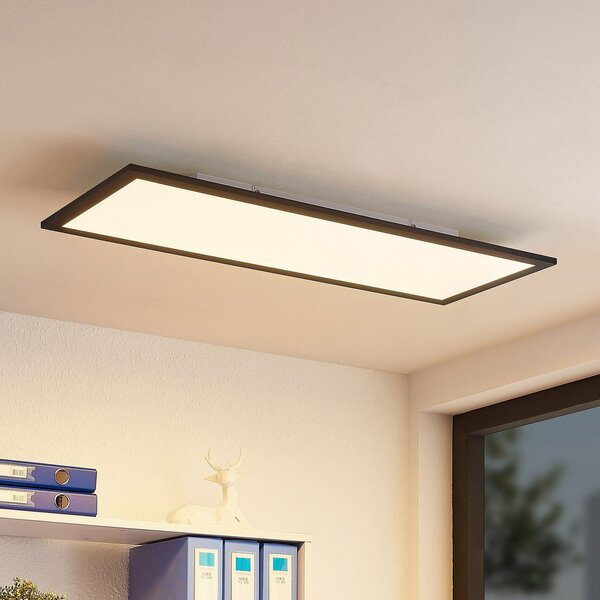 Lindby LED panel Nelios, 80 x 30 cm, 4.000K, crna, metal, Crno, Kuhinja, Plastika