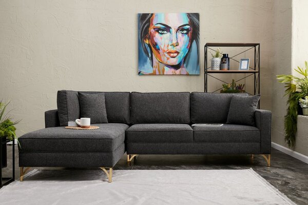 Atelier Del Sofa Kutna garnitura, Antracit Zlato, Berlin Left - Anthracite, Gold