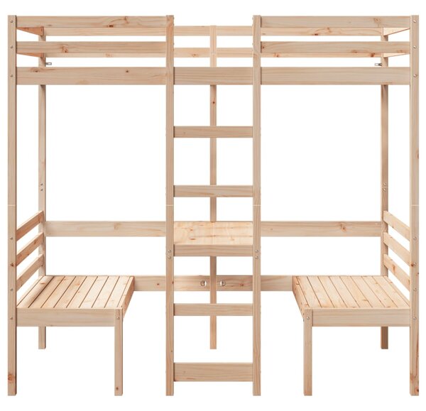 Okvir kreveta na kat sa stolom i stolicama 75x190 cm borovina - Smeđa / 75 x 190 cm
