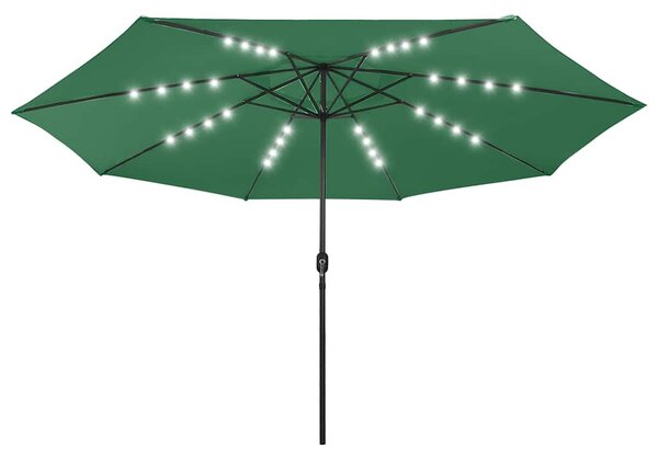 Vrtni suncobran s LED svjetlima 400 cm zeleni - Zelena / N/A