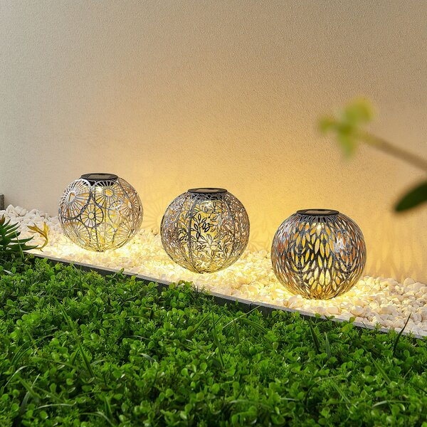 Lindby Vilani LED solarne lampe u kompletu od 3 komada, Sivo, Metal