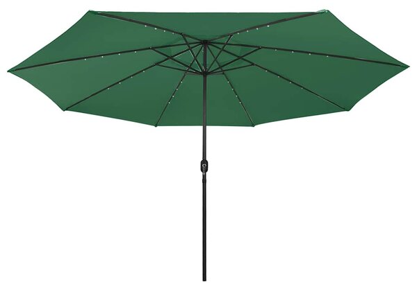 Vrtni suncobran s LED svjetlima 400 cm zeleni - Zelena / N/A