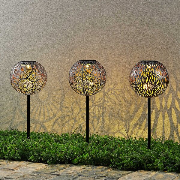 Lindby Vilani LED solarne lampe u kompletu od 3 komada, Sivo, Metal