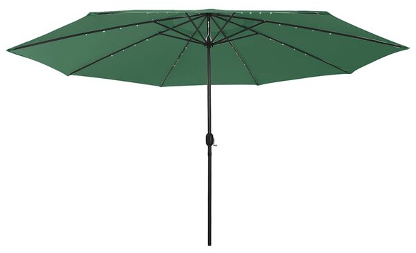 Vrtni suncobran s LED svjetlima 400 cm zeleni - Zelena / N/A