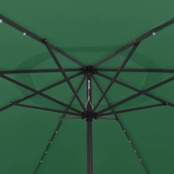 Vrtni suncobran s LED svjetlima 400 cm zeleni - Zelena / N/A