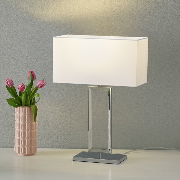 Helestra Stolna lampa Enna 2, visina 53 cm, E14, bijela, tekstil, Bijela, Dnevni boravak/blagovaonica, Tkanina / tekstil