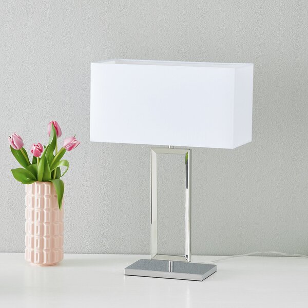 Helestra Stolna lampa Enna 2, visina 53 cm, E14, bijela, tekstil, Bijela, Dnevni boravak/blagovaonica, Tkanina / tekstil