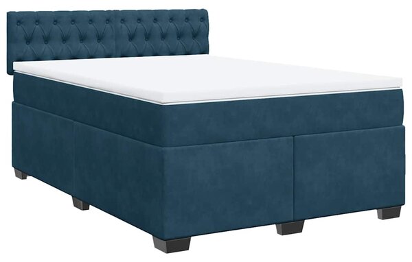 Krevet box spring s madracem plavi 160 x 200 cm baršunasti - Plava / 160 x 200 cm