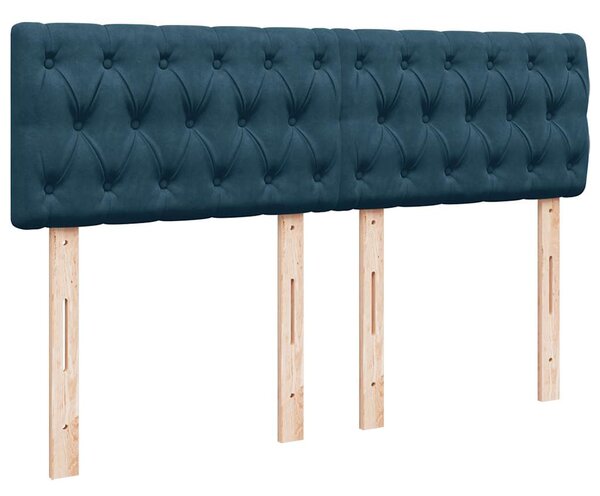 Krevet box spring s madracem plavi 160 x 200 cm baršunasti - Plava / 160 x 200 cm