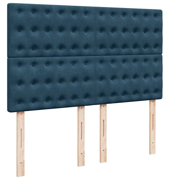 Krevet s oprugama i madracem plavi 140x200 cm baršunasti - Plava / 140 x 200 cm