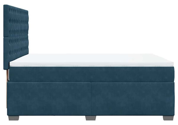 Krevet s oprugama i madracem plavi 140x200 cm baršunasti - Plava / 140 x 200 cm