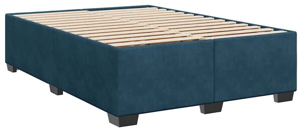 Krevet box spring s madracem plavi 160 x 200 cm baršunasti - Plava / 160 x 200 cm