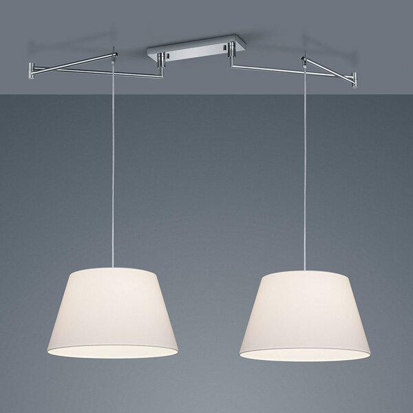 Helestra Viseća lampa Certo konusna 2 žarulje, bijela, prigušiva, Bijela, Dnevni boravak/blagovaonica, Tkanina / tekstil