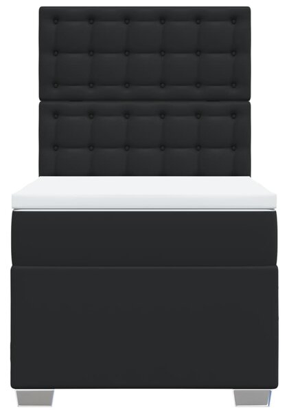 Krevet box spring s madracem crni za jednu osobu umjetna koža - Crna / jedna veličina