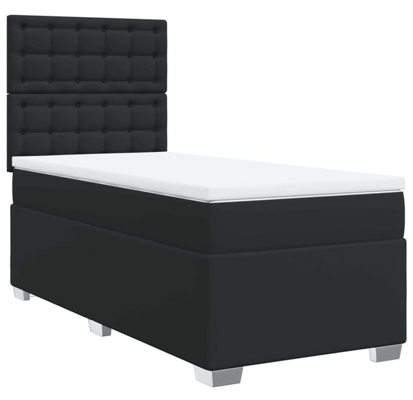 Krevet s oprugama i madracem crni 90x190 cm od umjetne kože - Crna / 90 x 190 cm