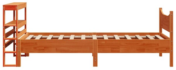 Okvir kreveta s uzglavljem voštano smeđi 75x190 cm od borovine - Smeđa / 75 x 190 cm