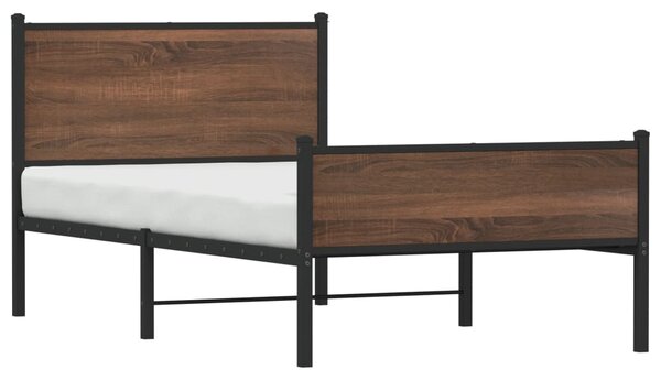 Metalni okvir kreveta bez madraca smeđi hrast 100x190 cm - Smeđa / 100 x 190 cm