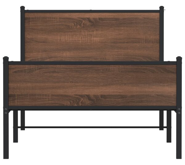 Metalni okvir kreveta bez madraca smeđi hrast 100x190 cm - Smeđa / 100 x 190 cm