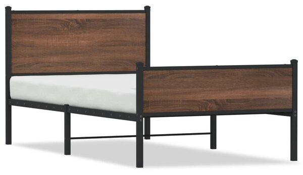Metalni okvir kreveta bez madraca smeđi hrast 100x190 cm - Smeđa / 100 x 190 cm