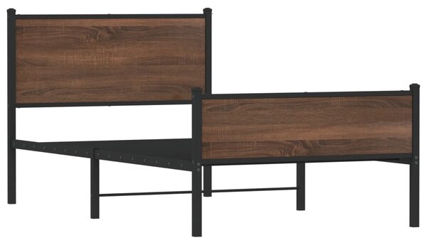 Metalni okvir kreveta bez madraca smeđi hrast 100x190 cm - Smeđa / 100 x 190 cm