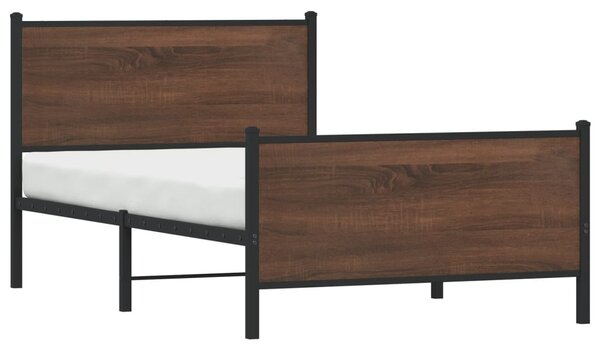 Metalni okvir kreveta bez madraca smeđi hrast 107x203 cm - Smeđa / 107 x 203 cm