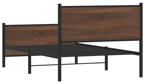 Metalni okvir kreveta bez madraca smeđi hrast 107x203 cm - Smeđa / 107 x 203 cm