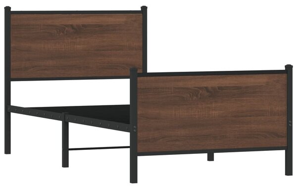 Metalni okvir kreveta bez madraca smeđi hrast 107x203 cm - Smeđa / 107 x 203 cm