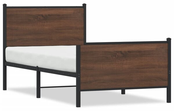 Metalni okvir kreveta bez madraca smeđi hrast 107x203 cm - Smeđa / 107 x 203 cm