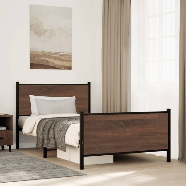 Metalni okvir kreveta bez madraca smeđi hrast 107x203 cm - Smeđa / 107 x 203 cm