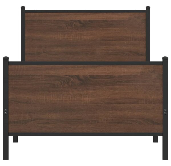 Metalni okvir kreveta bez madraca smeđi hrast 107x203 cm - Smeđa / 107 x 203 cm