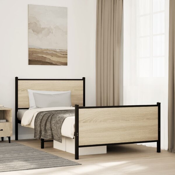 Metalni okvir kreveta bez madraca boja hrasta sonome 100x190 cm - Smeđa / 100 x 190 cm
