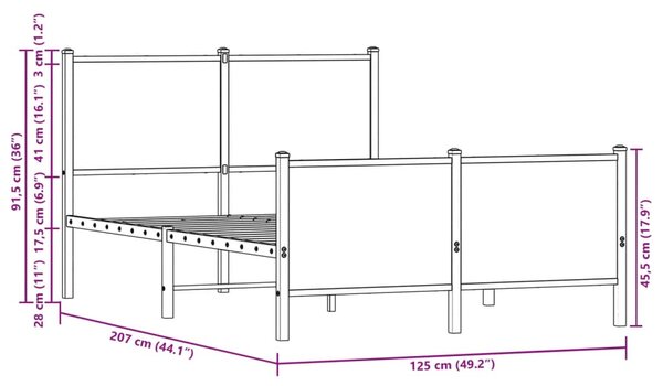 Metalni okvir kreveta bez madraca boja hrasta sonome 120x200 cm - Smeđa / 120 x 200 cm