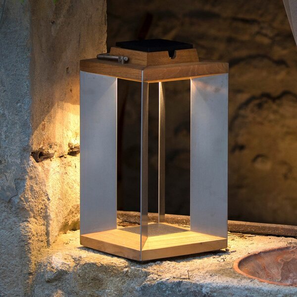 Teckinox LED solarna lampa, tik/čelik, 36,5 cm