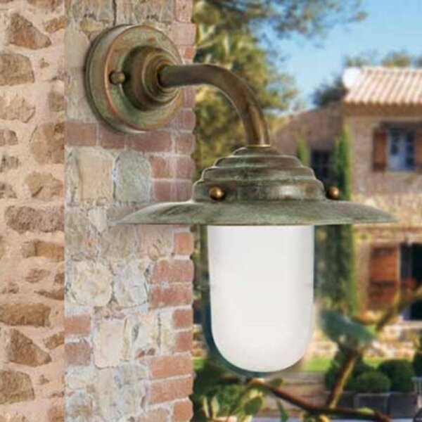 Moretti Luce Vanjska zidna svjetiljka Antique 26cm starinski mesing/opal, prigušiva, Bakar, Metal